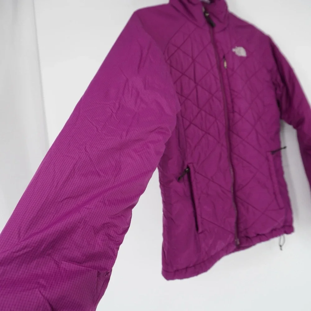 The North Face Women's Purple Quilted Puffer Jacket Full Zip Small FLAW Gorpcore